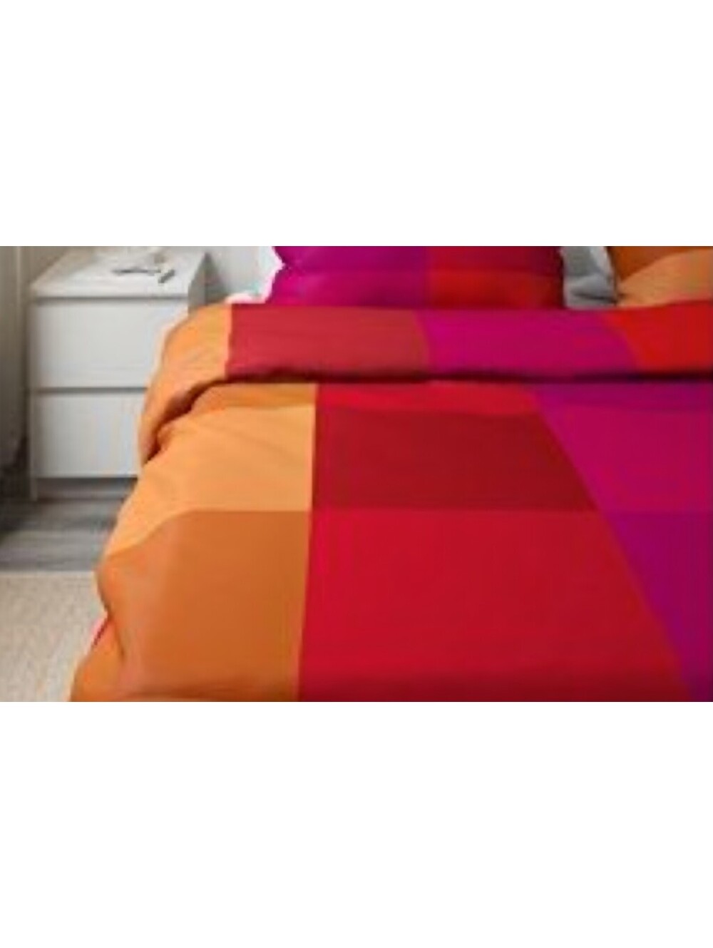IKEA Brunkrissla Full/Queen Duvet Cover 100% Cotton Red Colorblock Pre-owned